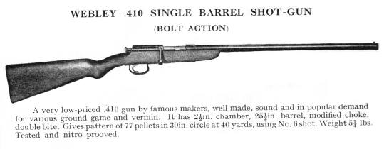 Webley .410 Bolt Action Gun, Circa 1953